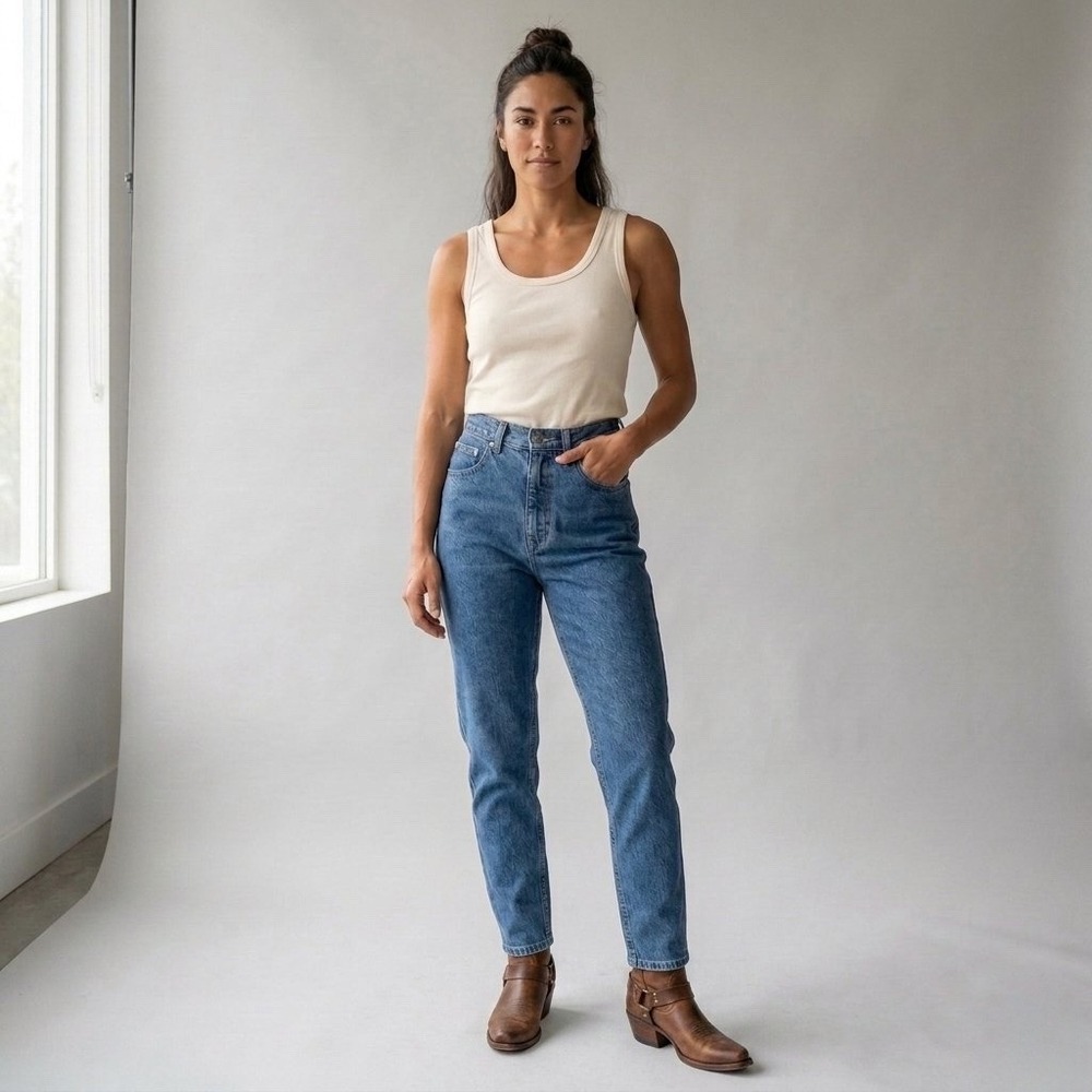 Lawman Jeans Womens 5 Vintage High Rise Tapered Leg Medium Wash Blue Denim 90s